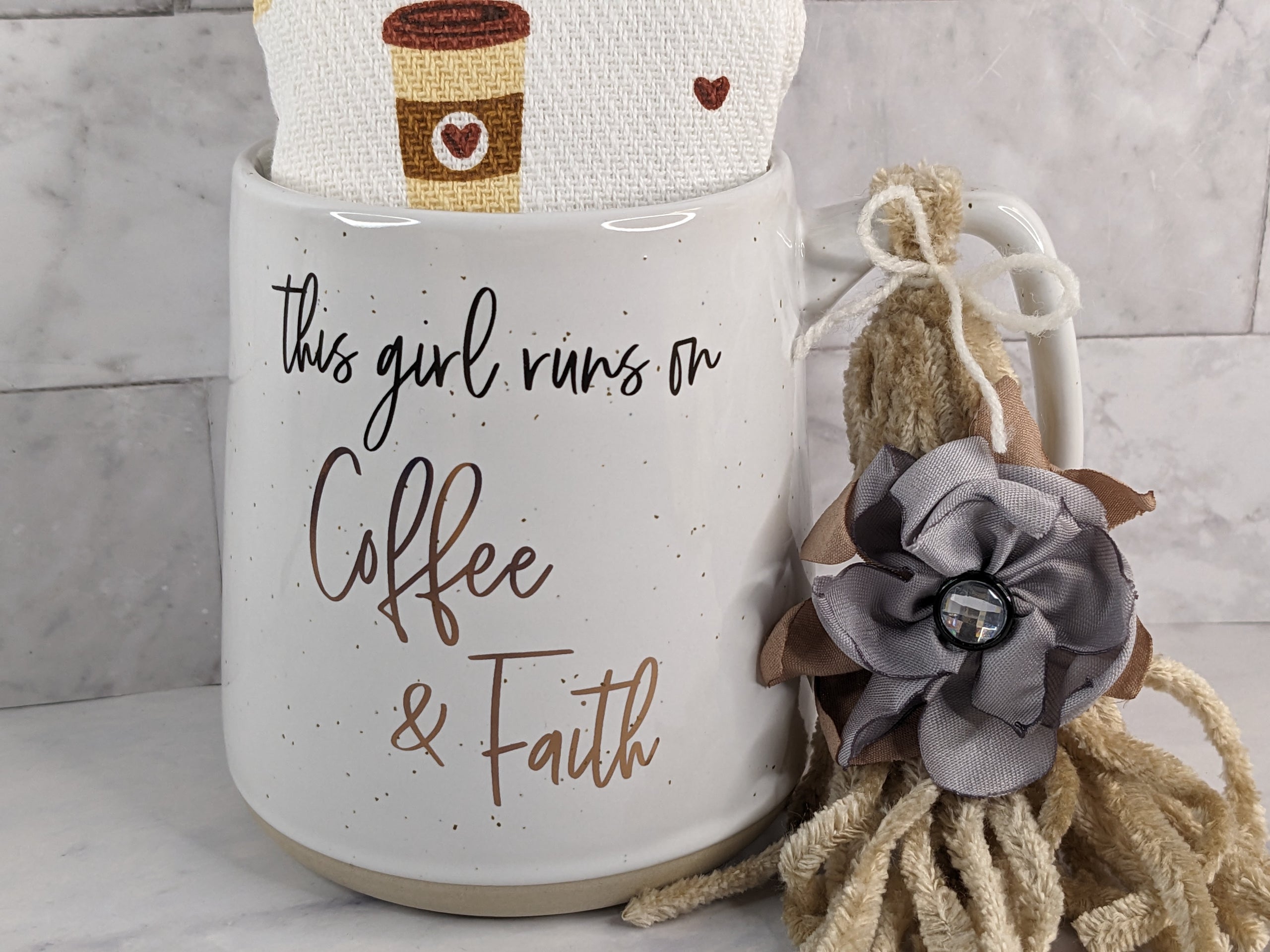 Faith Spiritual Embroidered Custom Kitchen Towels Coffee Lover Gift Faith  Gift Coffee Bar Towel Kitchen Towel Jesus and Coffee 